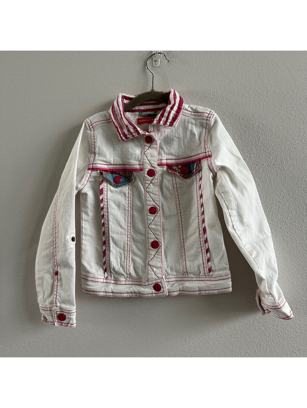 Desigual White Denim Jacket Girl's Size 7/8